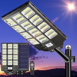 CEDIO Solar Street Lights Outdoor Solar Parking Lot Lights Commercial 8000W LED Street Light Waterproof IP66 Dusk to Dawn with Motion Sensor (8000W-1PACK)