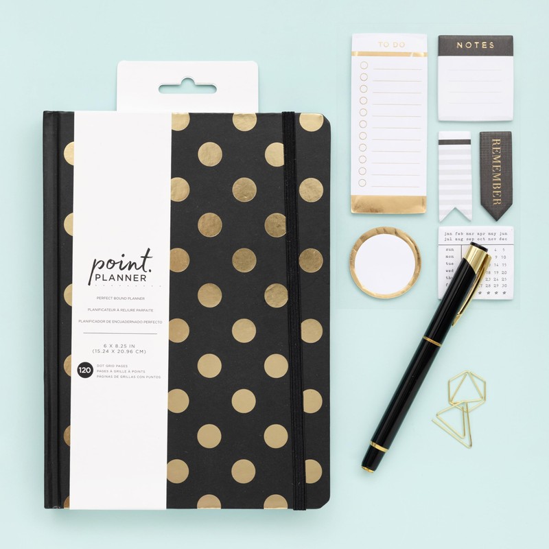 AMERICAN CRAFTS Point Planner Bound Gold DOTS, Grid-120 Sheets