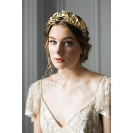 YOVECATHOU Leaf Crown Bridal Hair Band Fashion Baroque Bridesmaid Headband Hair Accessories For Women Girl Birthday Wedding Prom Festival Pageant Party Gift (Gold)