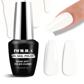 NXJ INFILILA White Gel Nail Polish, 15ML Soak Off White UV Gel Nail Polish, One-Stroke Coloring Gift for Women Art Manicure Salon DIY Design Decoration at Home S02