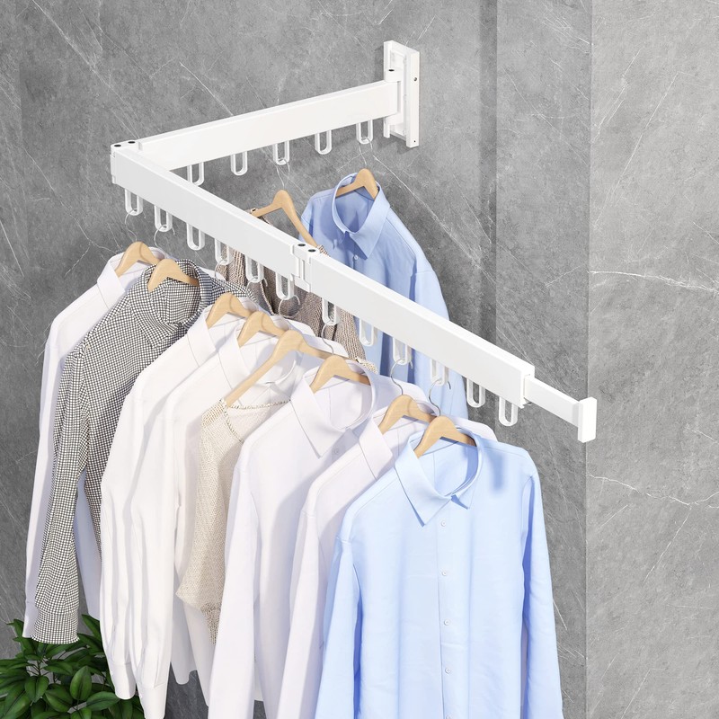 ZdwCyl Clothes Drying Rack Wall Mounted,Drying Rack Clothing,Clothes Hanging Rack,Retractable,Collapsible(Tri-Fold),