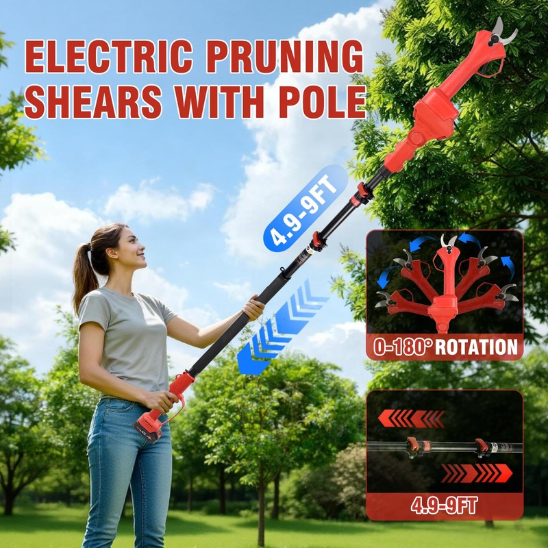 Brushless Electric Pruning Shears Cordless, Pole Pruners for Tree Trimming,