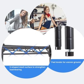 Unit Garage NSF Wire Shelf Metal Storage Shelves Heavy Duty Height Adjustable for 1000 lbs Capacity Black - actual_color: chrome