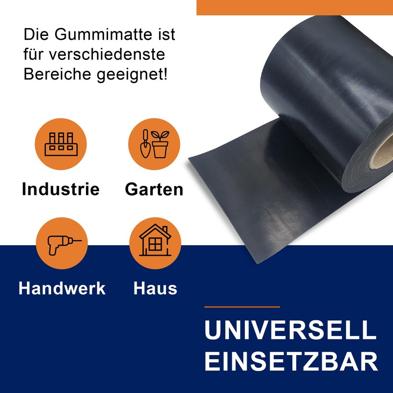 Wulkow Rubber Strips, 1 mm Thick, Choice of Width and