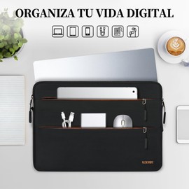RAINSMORE Funda Laptop 13-14 Pulgadas Impermeable Funda para Laptop Duradero Estuche para Laptop Adecuado para MacBook Pro/HP/DELL/ASUS/ThinkPad Laptop,Negro S