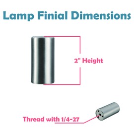 Aspen Creative 24044-09-2, Lamp Finial for Lamp Shade/Brushed Nickel Finish, 2" Height, 2Pcs/Pack