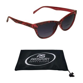 proSPORT Cateye Tinted Bifocal Red +1.00 Reader Sunglasses Womens Snake Skin Pattern Small Petite Frame