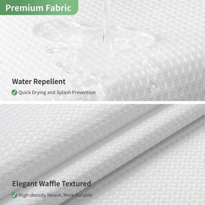 eachope Extra Long No Hook Shower Curtain with Snap-in Fabric