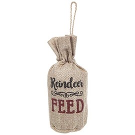 Gerson Darling Burlap Reindeer Feed Christmas Ornament with Jute Rope Hanger 6 inches