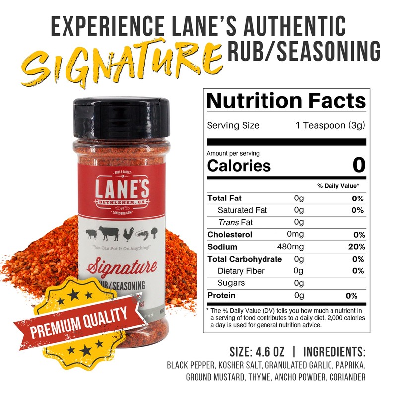 Lane's Signature BBQ Seasoning Rub, 4.6 oz - All-Purpose BBQ