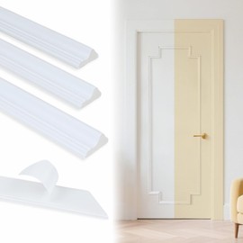 BiJun Peel and Stick Door Moulding Kit, 1 Set Premade Door Trim Molding Self-Adhesive 3D Wall Panels for Mirror/Window Decor 21.6"x67" Wainscoting Panels Peel and Stick Wall Moulding Renter Friendly