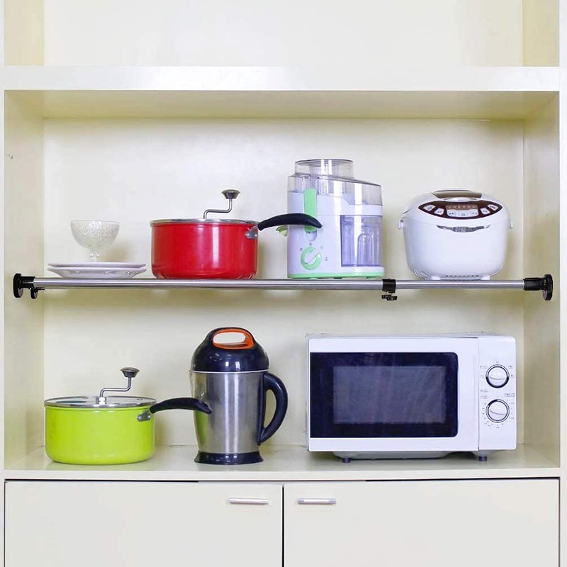 BAOYOUNI Expandable Shelf Closet Tension Rod Adjustable Shelving Unit Storage