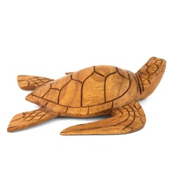 G6 Collection Wooden Tortoise Home Decor Sculpture Statue Hand Carved Decorative Accent Figurine Handcrafted Handmade Seaside Tropical Nautical Ocean Coastal Decoration Swimming Turtle (8" Long)
