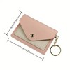Unbranded Stylish Compact Mini Keychain Wallet - Two-Tone Pink/White