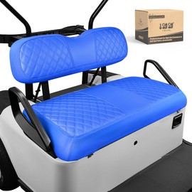 10L0L Golf Cart Leather Front Seat Cover for EZGO TXT - Soft PU Leather and Fitting Memory Foam, 3D Diamond Pattern, Golf Cart Vinyl Waterproof Replacement Seat Cover (Blue)