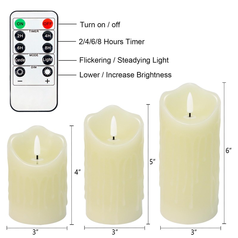 Warmhere Rechargeable Flameless Candles, Flickering LED Candles with Remote and
