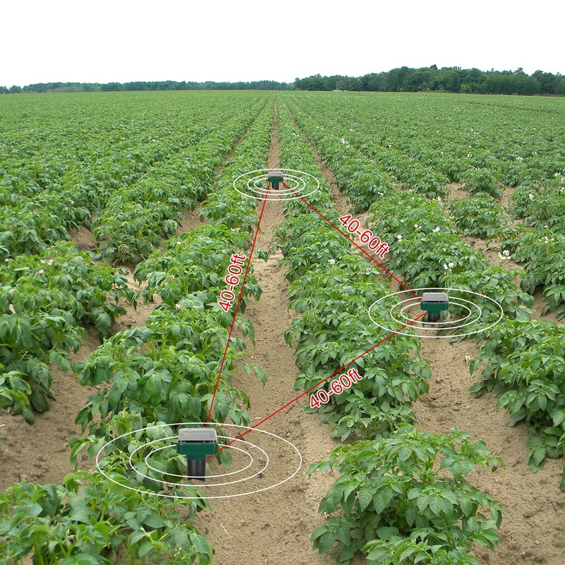 USKICH Solar Mole Repellent Stakes Ultrasonic Groundhog Repellent Outdoor Solar