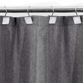 Crystal Shower Curtain Hooks Rings: Bling Glitter Sparkle Shiny Clear Diamond Decorative Shower Curtain Hooks - Luxury Fancy Glam Square Rhinestones Curtain Rings & Hangers for Bathroom - Set of 12