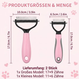 2-Piece Pet Grooming Set Undercoat Brush Dog Undercoat Brush for Dogs and Cats, Effective Grooming for Medium to Longhaired Animals, Pink