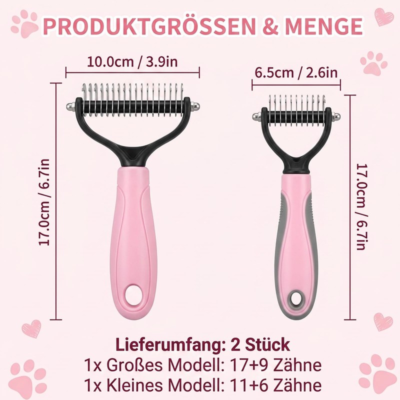 2-Piece Pet Grooming Set Undercoat Brush Dog Undercoat Brush for