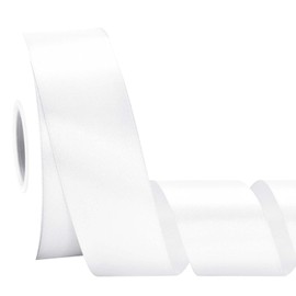 Simplegoal Double Face White Satin Ribbon 1-1/2 Inch X 50 Yards Polyester Ribbons for Gift Wrapping Fabric Ribbon for Crafts Flower Bouquet Hair Arts Wedding Party Decoration