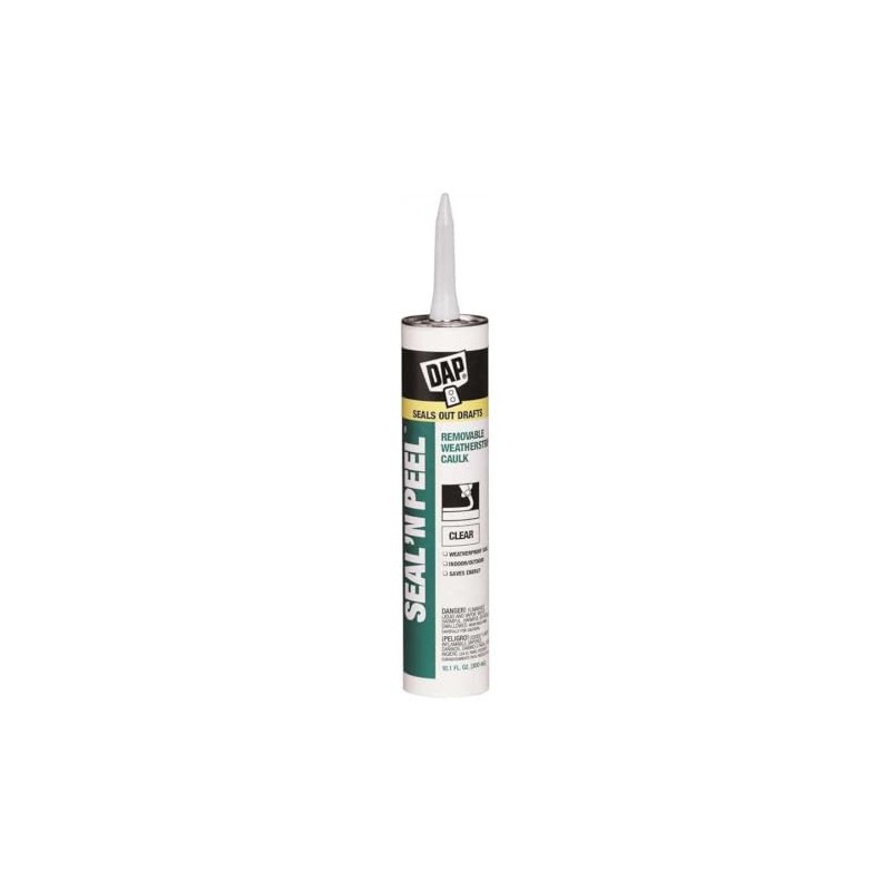 Dap 18324 Seal N' Peel Removable Weatherstrip Caulk, Clear, 10