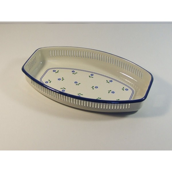 Enamel Bread Basket Fruit Bowl with Flowers