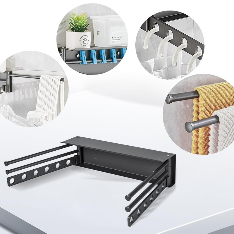 MEILANHUI Wall Mounted Drying Rack, Aluminium Free Swinging Folding Drying