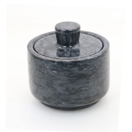 Marble Salt Cellars, Black Salt box With Cover, Salt Holder Storage Container for Counter, Kitchen Salt Container with