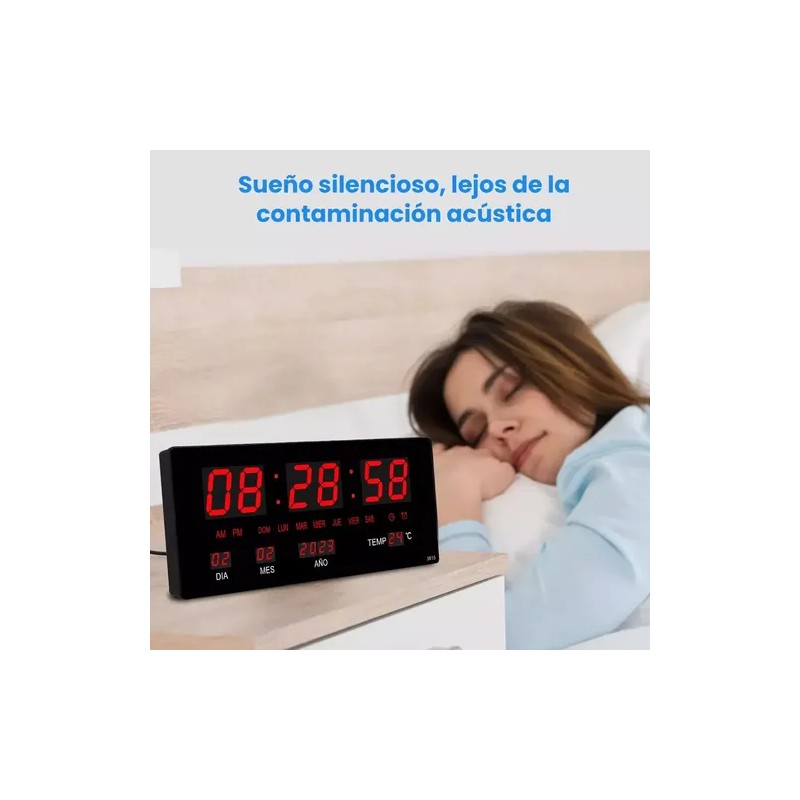 Reloj De Pared Digital Con Termómetro, Alarma Y Calendario