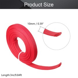 Othmro Flexible Expandable PET Braided Cable Sleeve 10mm Wide Protect TV Audio PC Cable from Pets Red 1pcs