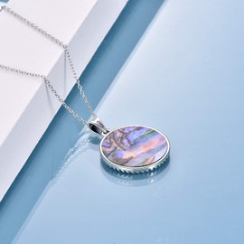 YAFEINI Tree of Life Necklace Sterling Silver Abalone Shell Tree of Life Pendant Necklace for Women Girls Jewellery