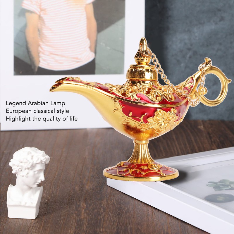 Zinc Alloy Retro Arabian Lamp Tabletop Exquisite Engraved Legend Wishing