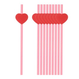 uxcell 80Pcs Valentine's Day Heart Shaped Slices Straws, Red Heart Disposable Drinking Straws for Wedding Birthday Party Decoration