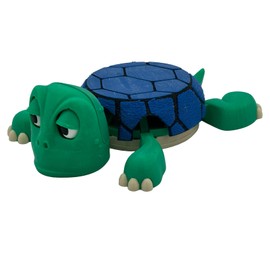 Turtle Coaster with Funny Expression when you put a Glass on His Back - Fully Colored - Gag Gift for a Turtle or Tortoise Lover (Green with Blue Shell)