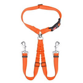 SlowTon Double Dog Seat Belt, New Dual Pet Car Headrest Restraint Safety Seatbelt No Tangle Dog Leash Duty Adjust Elastic Bungee Puppy Lead Splitter Connect Harness in Vehicle Travel for 2 Dogs