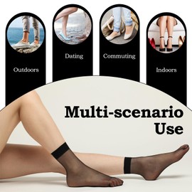 UICCVOKK 12 Pairs Women’s Pop Socks,20D Transparent Comfortable Silk Ankle Sheer Nylon Socks Black