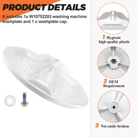 Beaquicy W10752283 Washing Machine Washplate - Replacement for Whirlpool Washing Machine - Replace wtw5000dw1 W10834890, W10609476, AP5956378, 3452757, PS10064549