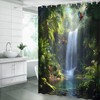 Tropical Waterfall Shower Curtain Green Forest Rainforest Lake Tree Leaf