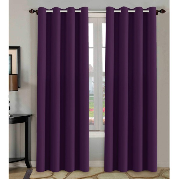 H.Versailtex Blackout Room Darkening Curtains Window Panel Drapes - (Plum Purple Color) 2 Panels, 52 inch Wide by 84 inch Long Each Panel, 8 Grommets / Rings per Panel