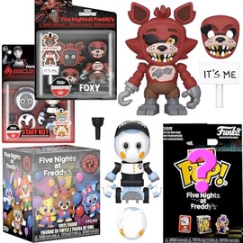 Foxy Action Pirate Figure Five Night's at Freddy's Bitty Pop! Bundled with Circus Blind Box Minis Character and Survive Security Robot Snaps Terror 4 Items