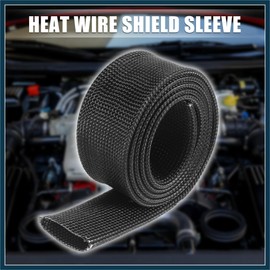 TUCKBOLD Fiberglass Heat Wire Shield Sleeve Heat High Temp Shield Adjustable Heat Shield 3.2ft 20mm 3/4" Black for Car Wire Protection Automotive Parts