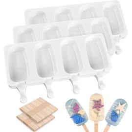 3 Moldes para Paletas de Hielo, Moldes de Silicona para Paletas, Moldes de Silicona, Postres Caseros, Preparación de Helados con Niños, Organización de Fiestas, Espacio Compacto