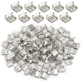 BGTXINGI USB Type A Standard Port Socket Soldering Right Angle 4-Pin Male Solder Socket Connector Pack of 100