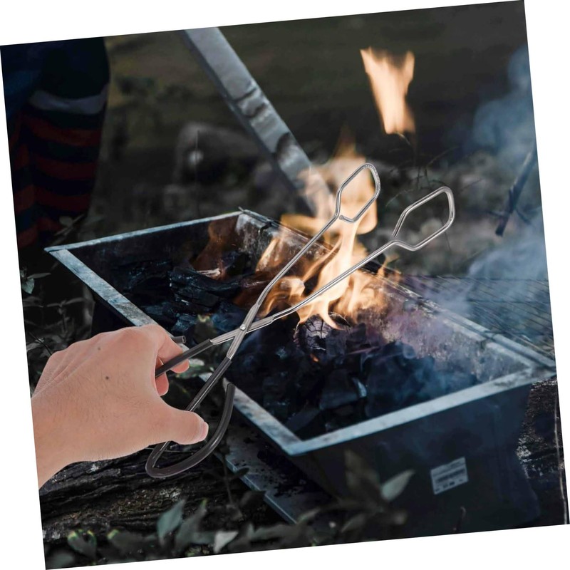 BIUDECO 2Pcs Long Handle Outdoor Tongs Heavy Duty Firewood Scissor