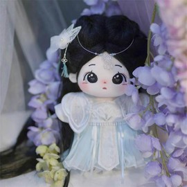 niannyyhouse 20cm Plush Doll Long Hair Girl Naked Humanoid Stuffed Body no Attribute 8" Normal Body Wearable Clothing Dress Up Gifts (a-42-without Skeleton)