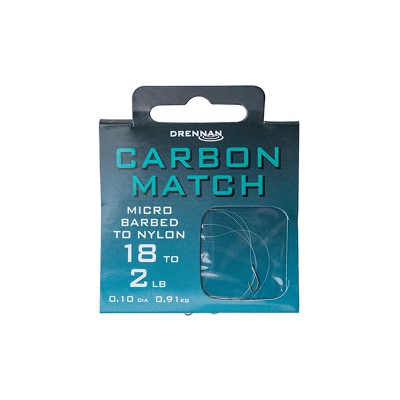 Drennan Carbon Match Hooks To Nylon - 20 to 2lb