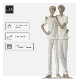 J-Line Figurine Two Men, Brothers or Partner Gift, Modern Statue Made of Polyresin, Gift for Brothers, Partners and Birthdays, Modern Decorative Figures for Living Room, 26 cm High