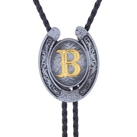 GelConnie Bolo Tie for Men Western Leather Necktie Letter Mens Bolo Ties Jewelry Native American Bolo Tie for Women Kids, Leather