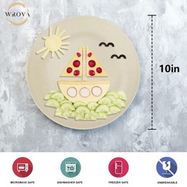 Wrova Wheat Straw Dinner Plates 10 Inch Unbreakable Set of 8 - Dishwasher & Microwave Safe Plastic Plates Reusable - Lightweight Plates for kitchen,camping,salad,appetizer - Beige